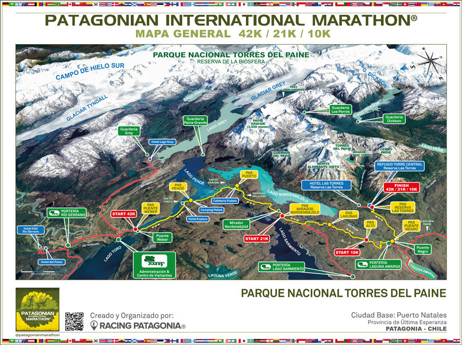 Patagonian International Marathon Map 2025 Patagonia, Chile 900px